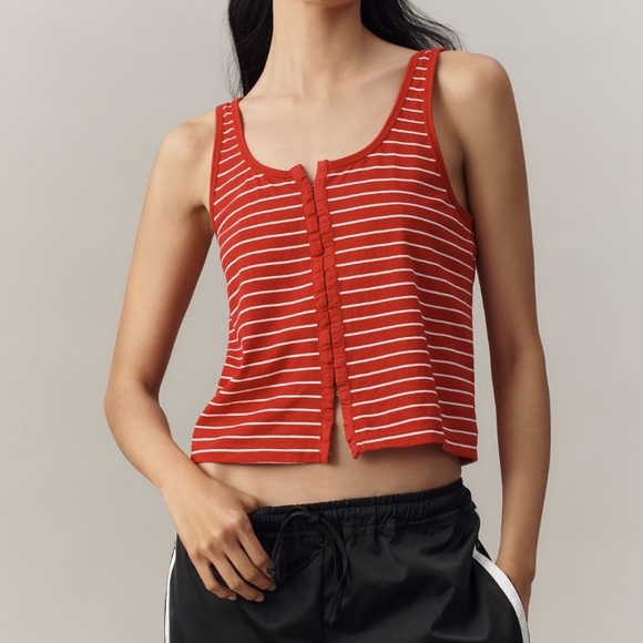 Pilcro Tops - NWT Anthropologie Pilcro Scoop-Neck Stripe Henley Hook Front Tank